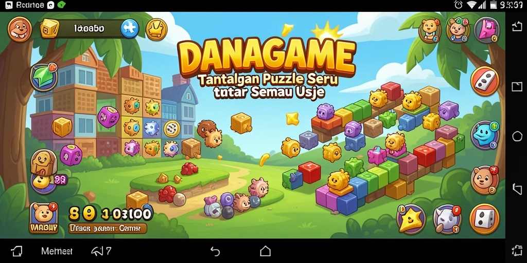 Tampilan screenshot utama DANAGAME menunjukkan gameplay Puzzle yang menarik.
