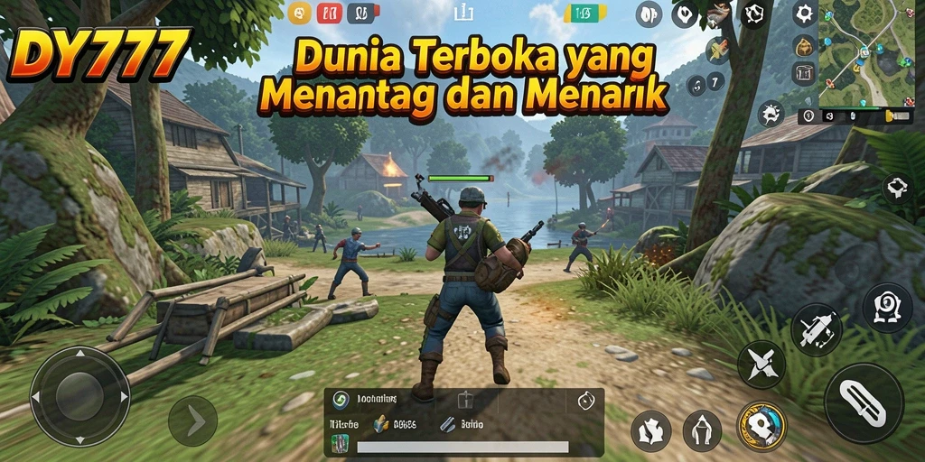 Tangkapan layar gameplay DY777 menampilkan petualangan di dunia terbuka.