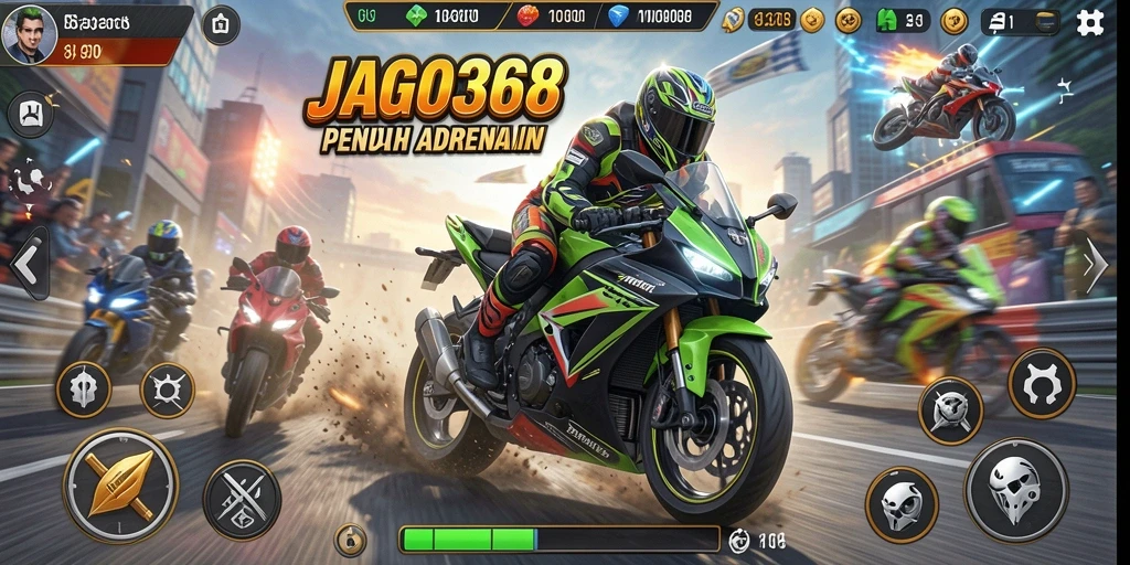 Gameplay balapan motor yang seru dan mendebarkan.