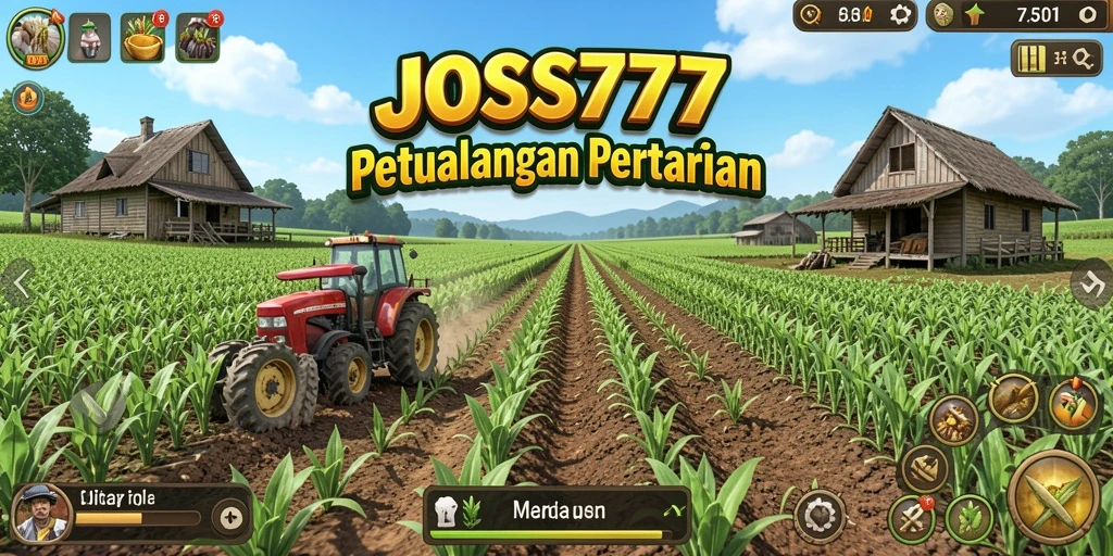 Screenshot JOSS777 menampilkan gameplay pertanian yang penuh warna dan mendebarkan.