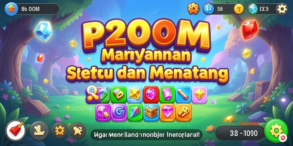 Tampilan gameplay P200M yang penuh warna dan menarik di dunia Match-3.