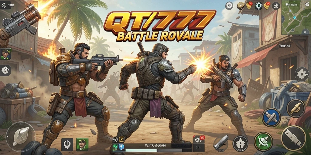 Gameplay QT777 yang mendebarkan dalam pertempuran Battle Royale.