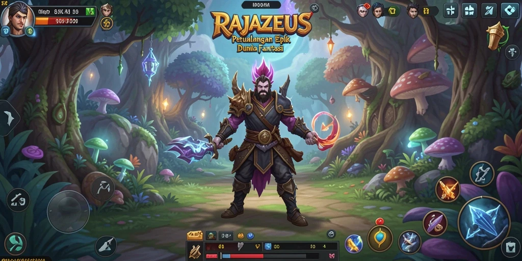 Tampilan gameplay penuh aksi di dunia petualangan RAJAZEUS.