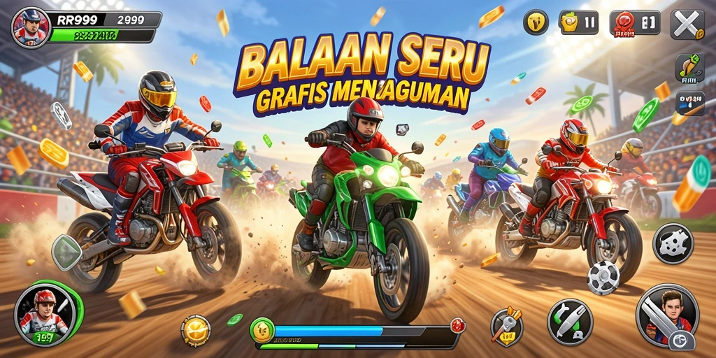Tampilan gameplay RR999 yang mendebarkan dengan mobil melaju kencang.