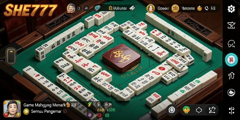 Tangkapan layar gameplay SHE777 yang menampilkan keseruan permainan Mahjong.