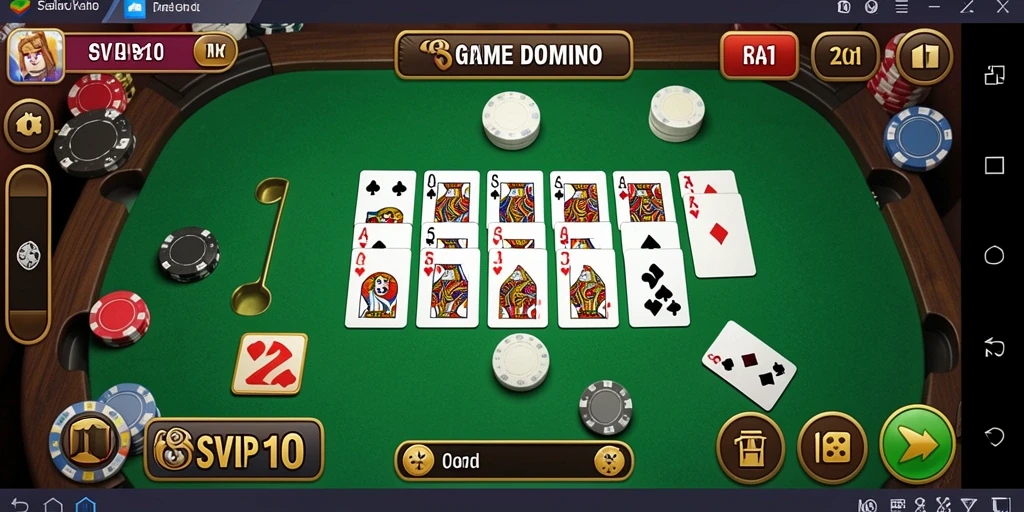 Tampilan gameplay seru dari aplikasi SVIP10 di permainan Domino.