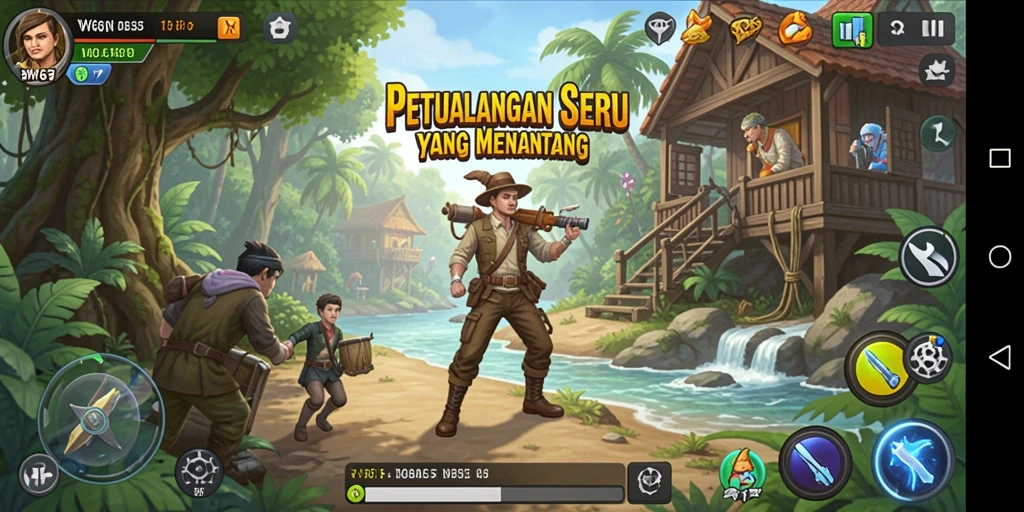 Tampilan gameplay menakjubkan dari W67 di dunia petualangan.